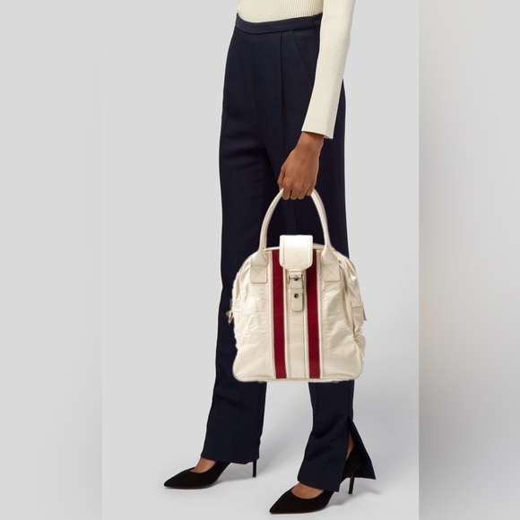 Marc By Marc Jacobs Patent Leather Red & White Bowling Tote Bag - Picture 1 of 16